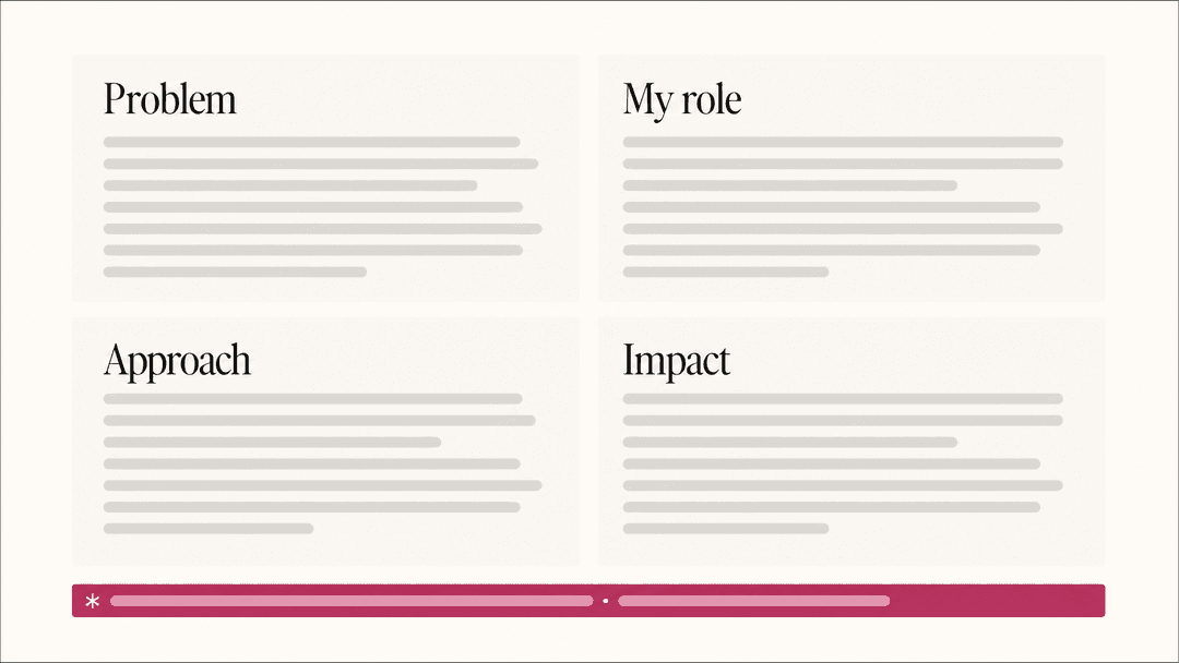 Example of a generated case study with problem, role, approach and impact sections